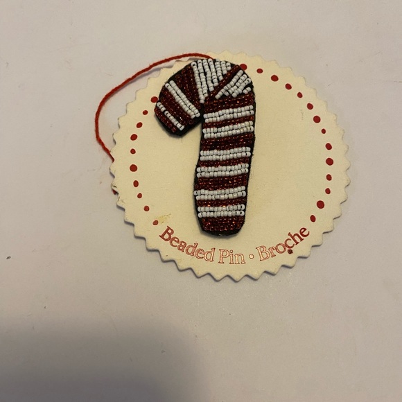 Hallmark Beaded Candy Cane Pin by Artist Cindy Pawlyshn New on Card GR8 Gift - Picture 5 of 15